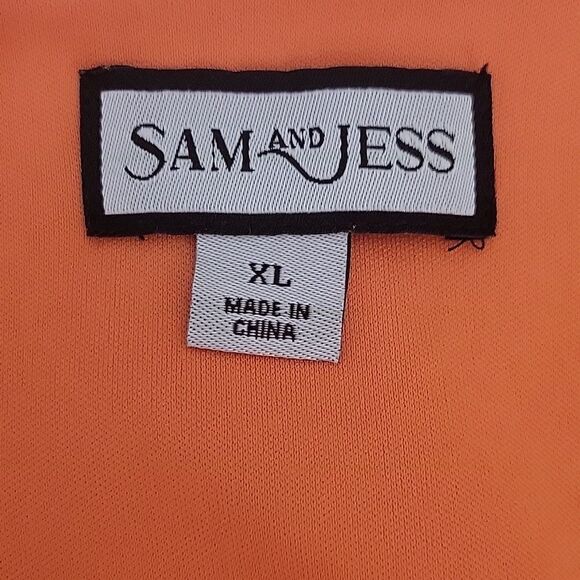 Sam and Jess Orange V Neck Blouse Size XL - Picture 7 of 10